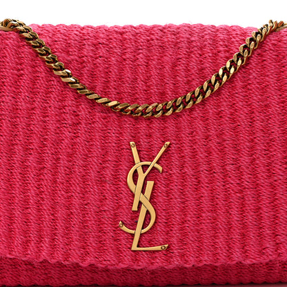 Saint Laurent Raffia Medium Monogram Kate Satchel Pink 8 of 11