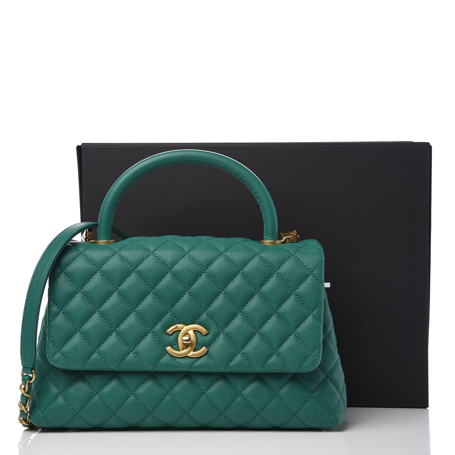 Chanel Caviar Quilted Small Coco Handle Flap Green 9 of 9