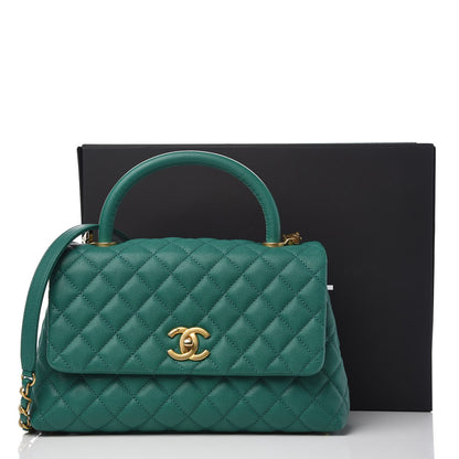 Chanel Caviar Quilted Small Coco Handle Flap Green 9 of 9