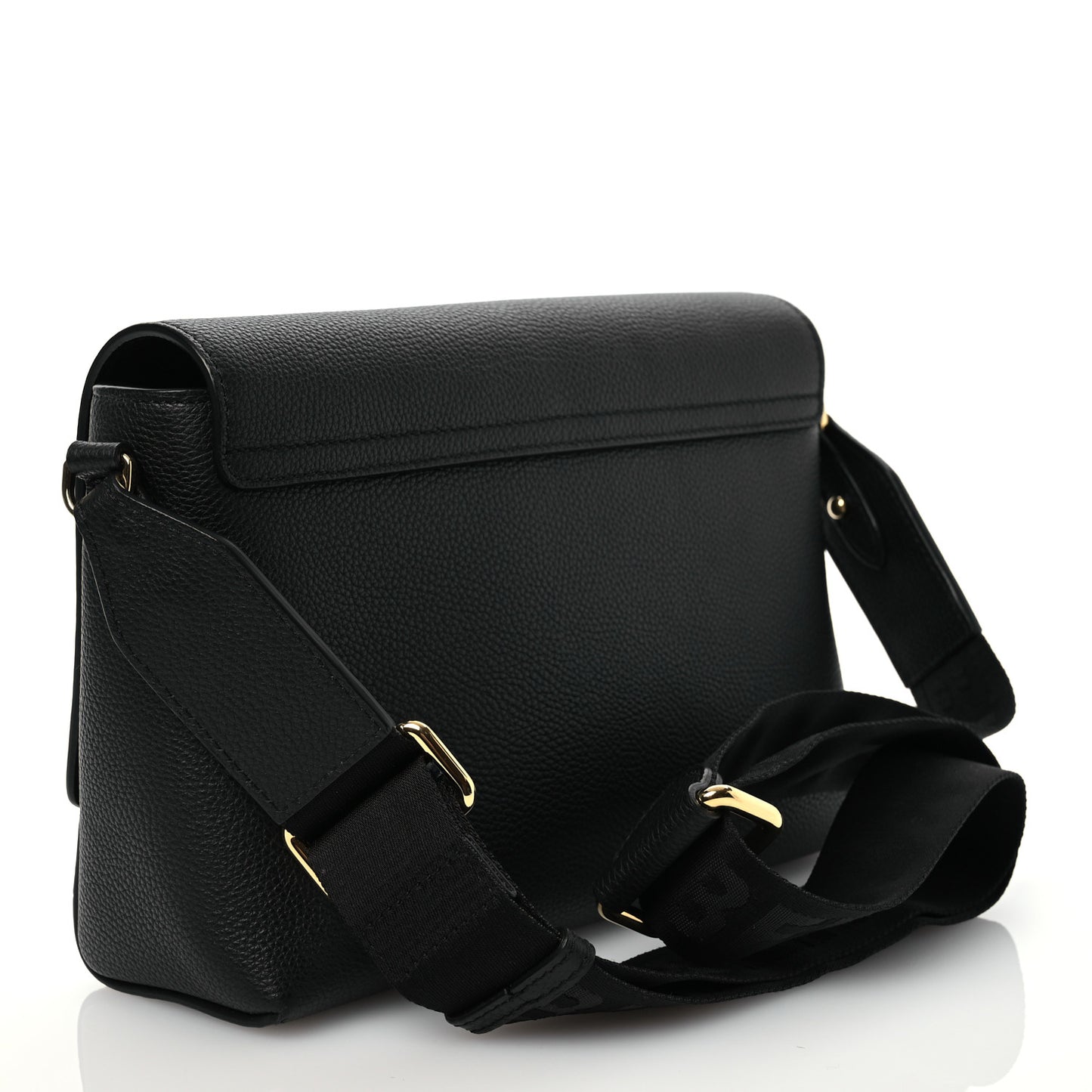 Grainy Calfskin Vintage Check Note Crossbody Bag Black