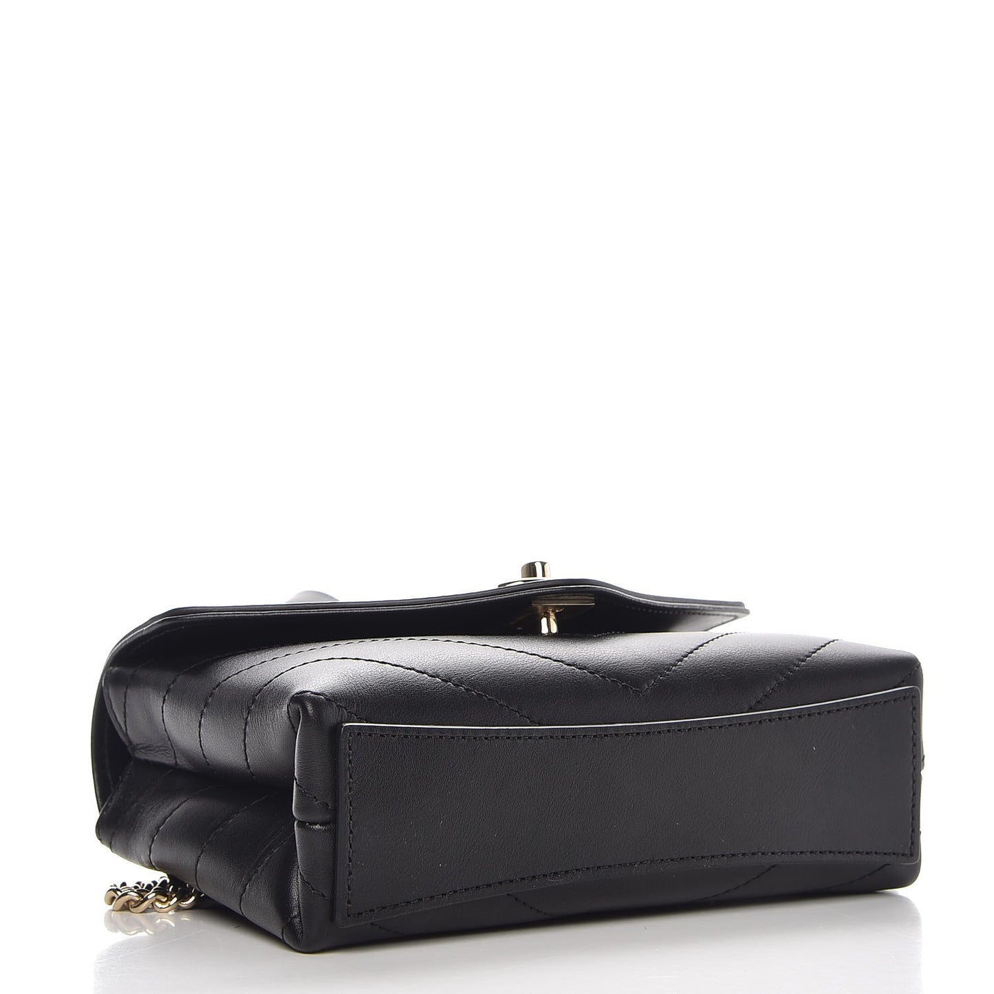 Calfskin Chevron Stitched Coco Waist Bag Black