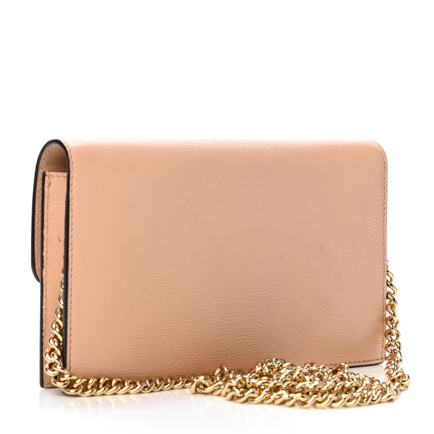 Gucci Textured Calfskin Icon Chain Wallet Pink Apricot 2 of 4