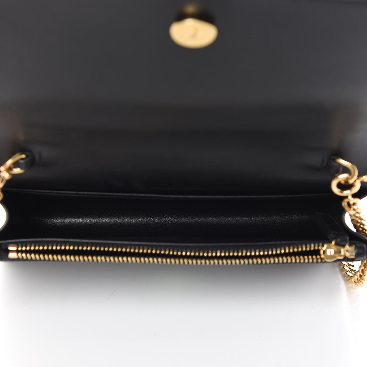 Smooth Calfskin Classic Monogram Kate Tassel Chain Wallet Black