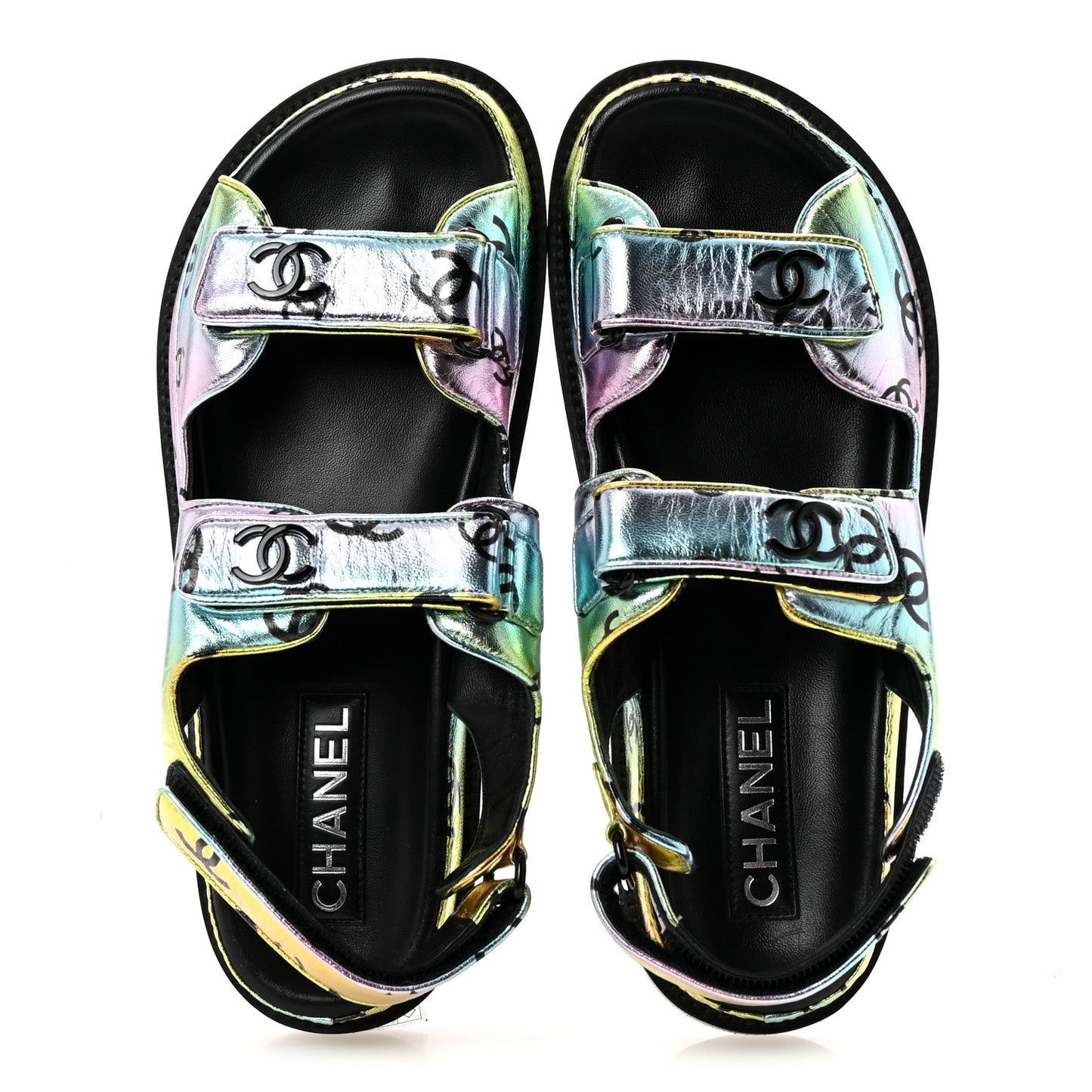 Laminated Lambskin Printed CC Dad Sandals 39 Multicolor