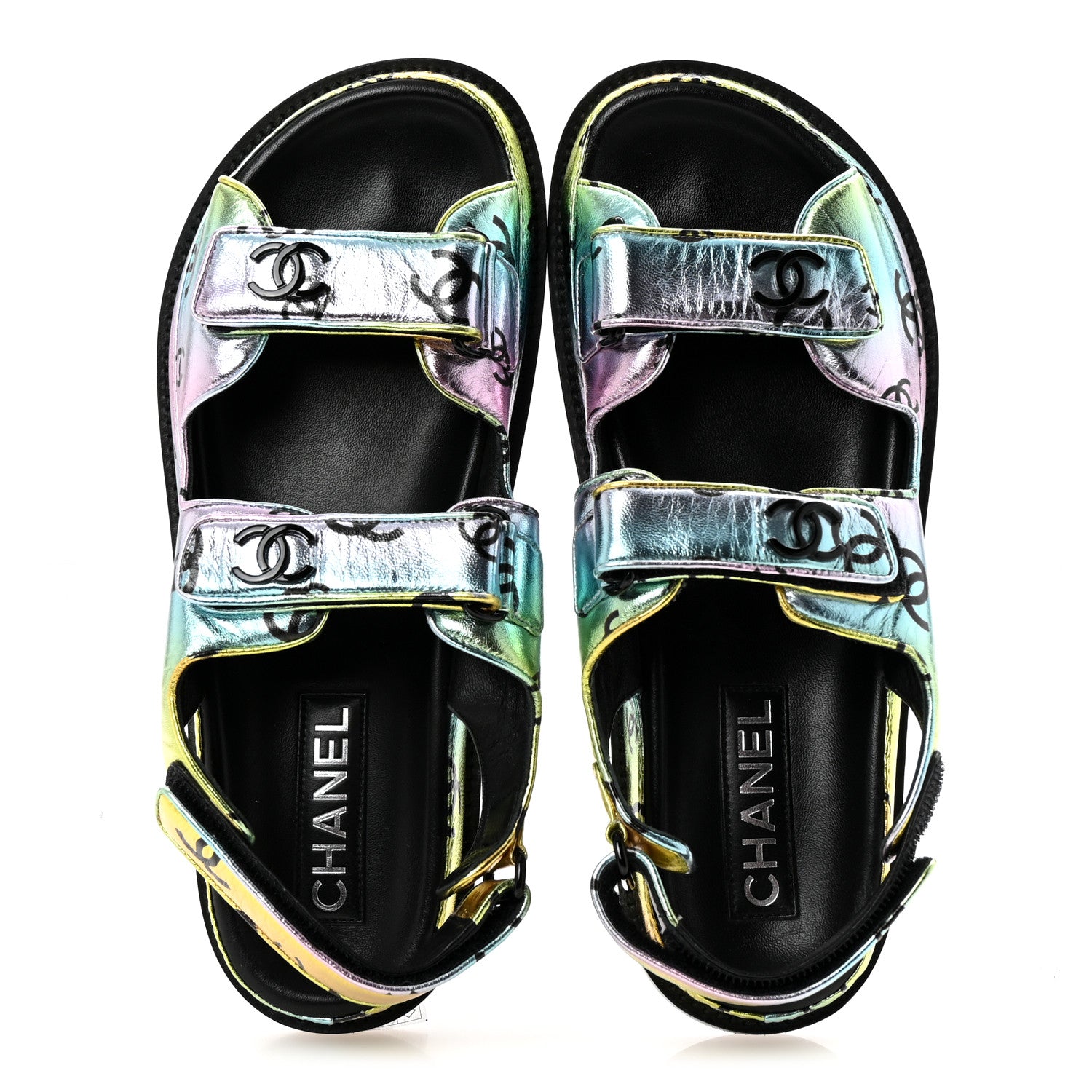 Chanel Laminated Lambskin Printed CC Dad Sandals 39 Multicolor 2 of 9