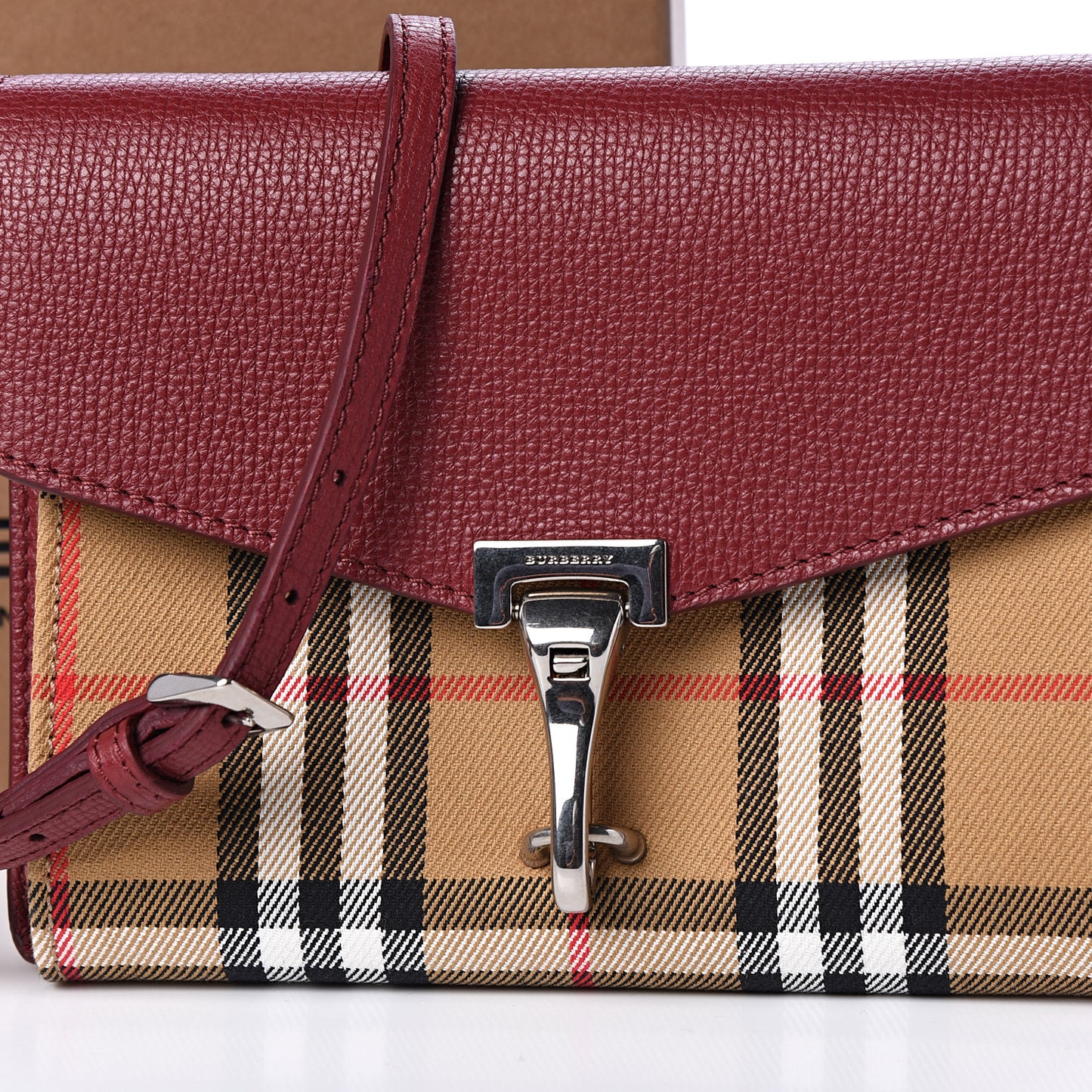 Derby Calfskin House Check Mini Macken Crossbody Bag Russet Red