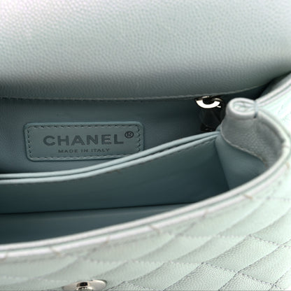 Chanel Iridescent Caviar Quilted Extra Mini Coco Handle Flap Light Blue 6 of 11