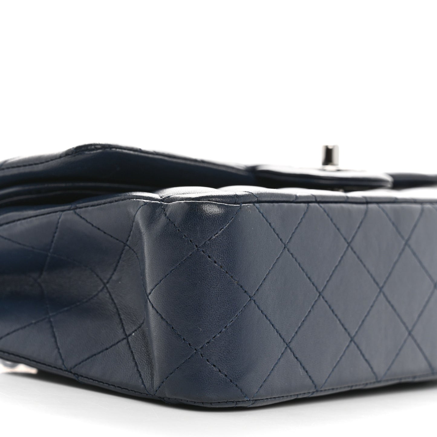 Lambskin Quilted Medium Double Flap Navy