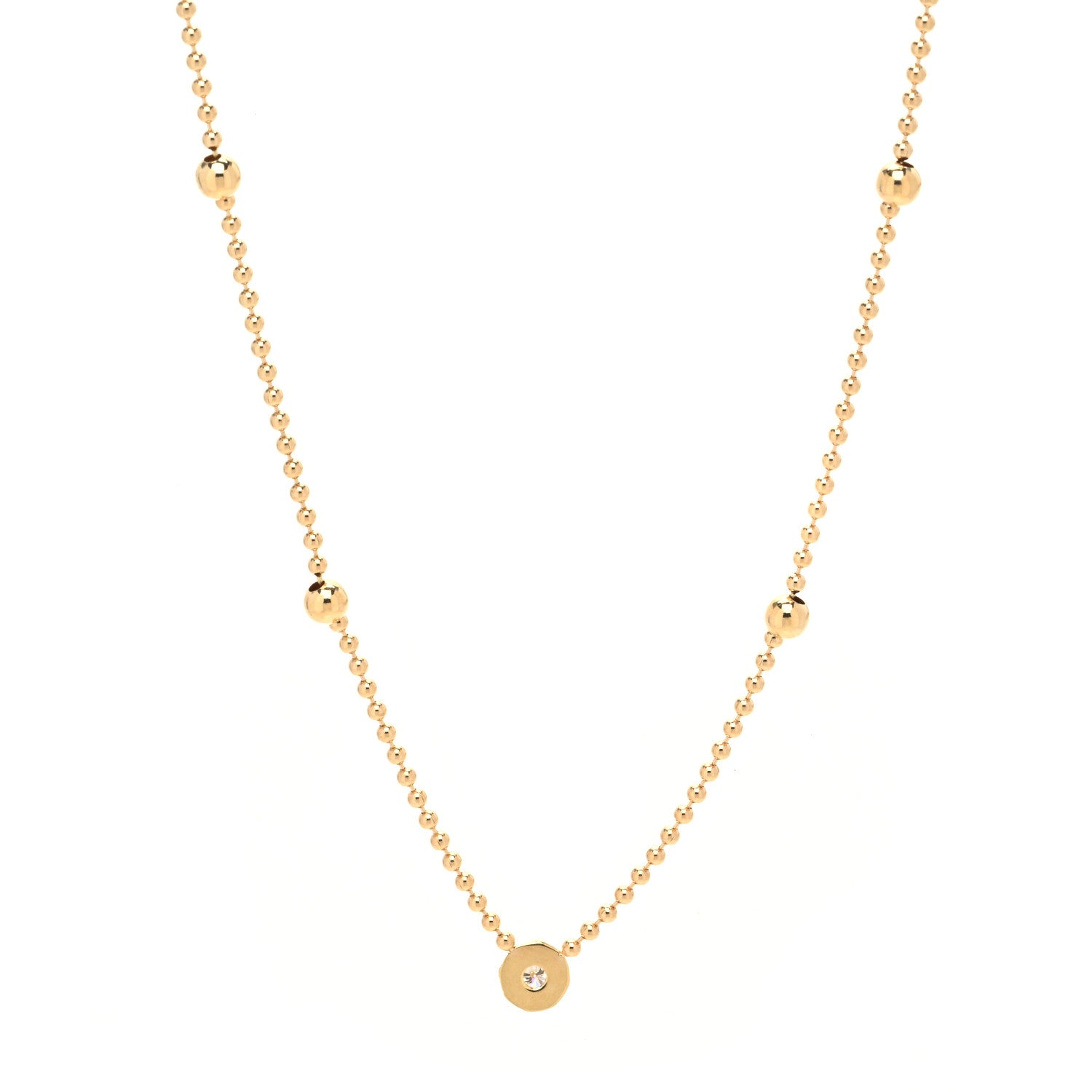 Roberto Coin 18K Yellow Gold Diamond Alternating Bead Chain Necklace 4 of 6