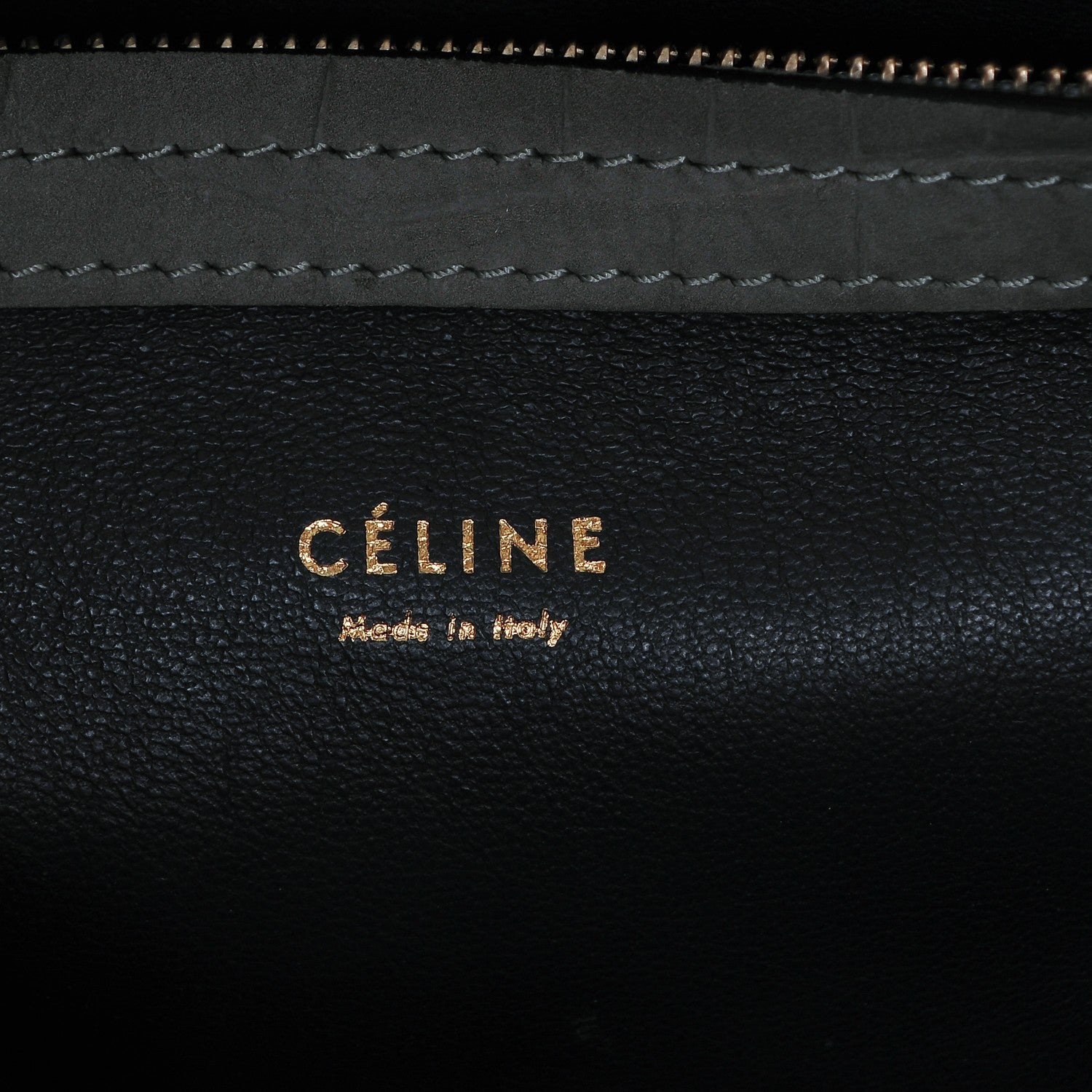 Celine Crocodile Embossed Nubuck Medium Phantom Luggage Grey 6 of 6