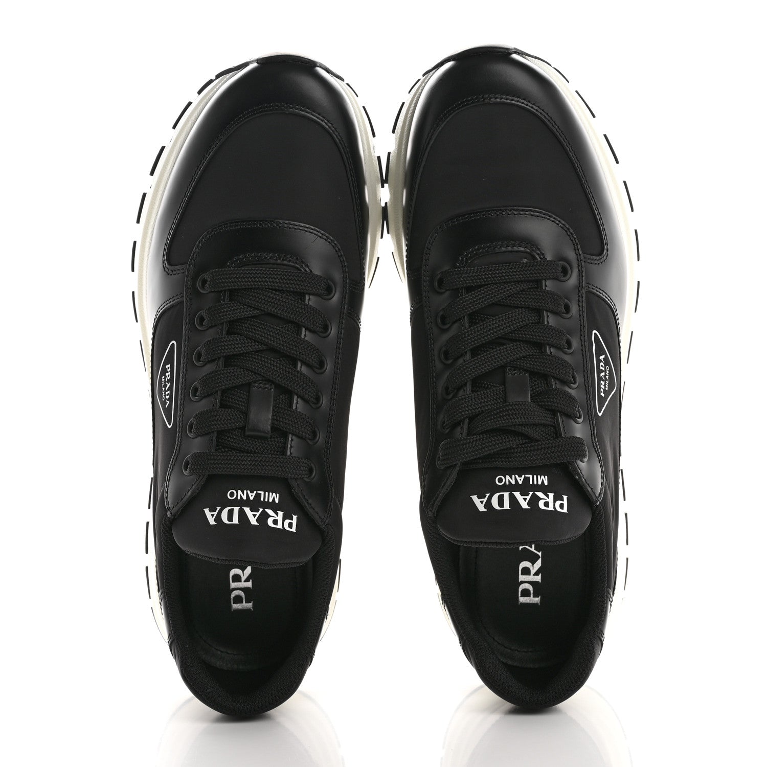 Prada Spazzolato Rois Nylon Triangle Logo Mens Low Top Sneakers 9 Black 2 of 10