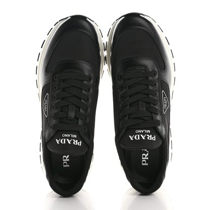 Prada Spazzolato Rois Nylon Triangle Logo Mens Low Top Sneakers 9 Black 2 of 10