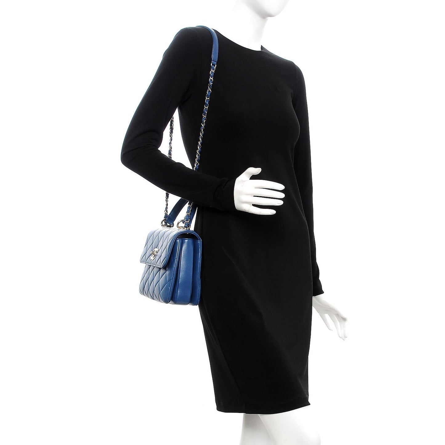 Lambskin Quilted Small Trendy CC Flap Dual Handle Bag Blue