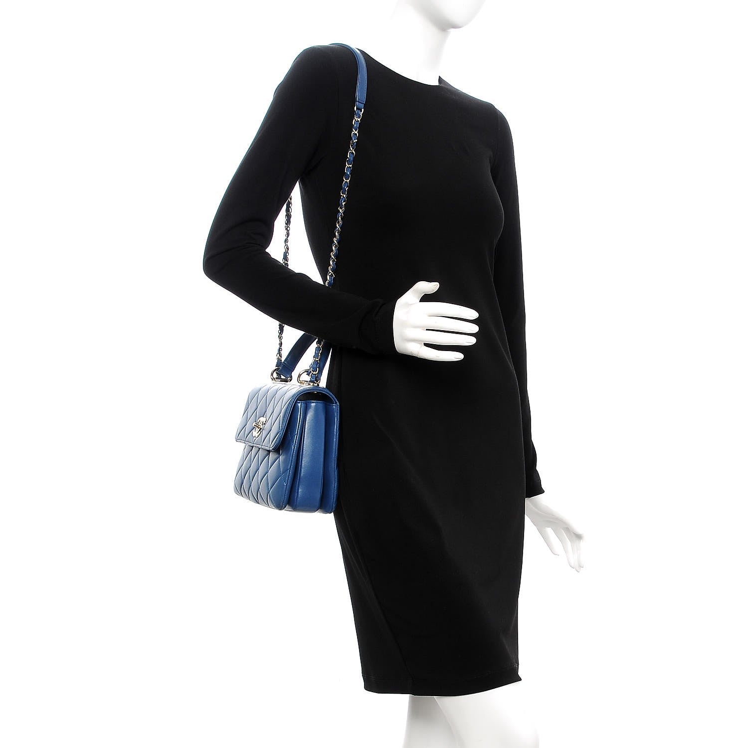 Chanel Lambskin Quilted Small Trendy CC Flap Dual Handle Bag Blue 2 of 14