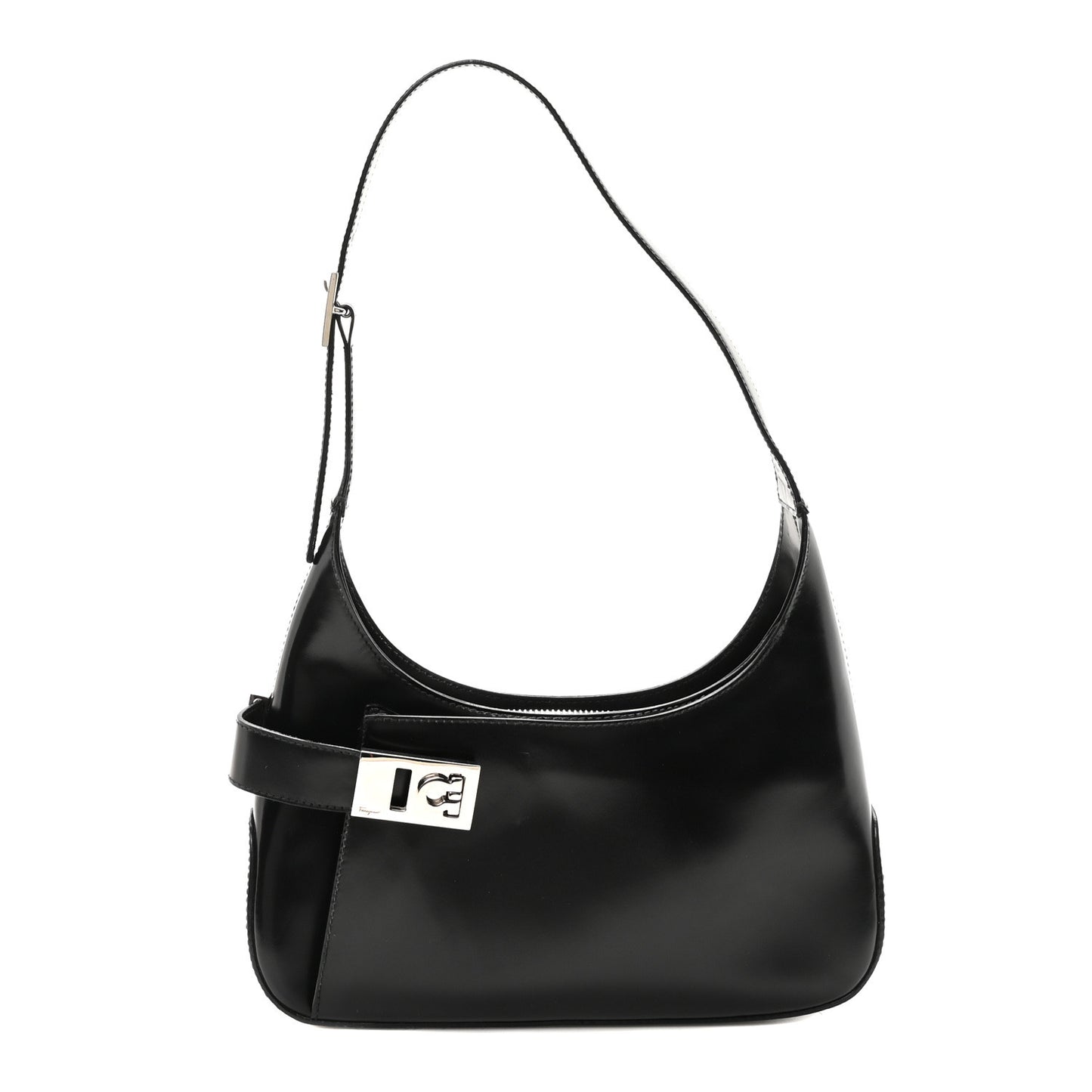 Soft Calfskin Gancini Hobo Black