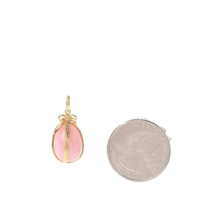 Tiffany 18K Yellow Gold Pink Opal Schlumberger Egg Charm 2 of 7