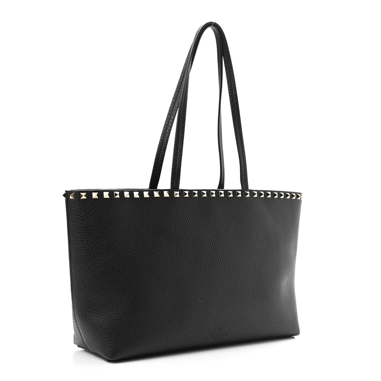 Valentino Garavani Grained Calfskin Small Rockstud Shoulder Tote Black 3 of 10
