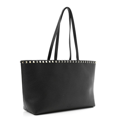 Valentino Garavani Grained Calfskin Small Rockstud Shoulder Tote Black 3 of 10