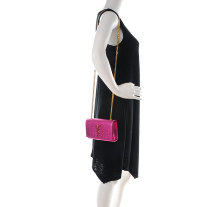Saint Laurent Metallic Calfskin Small Classic Monogram Kate Satchel Fuchsia 2 of 6