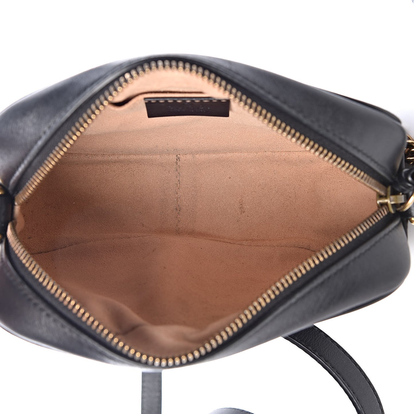 Calfskin Matelasse Mini GG Marmont Chain Shoulder Bag Black