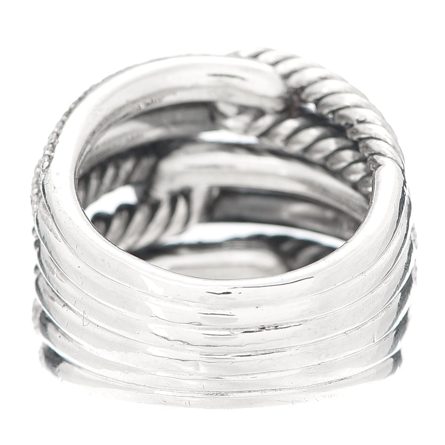 Sterling Silver Diamond 19mm Labyrinth Triple Loop Ring 54 6.75