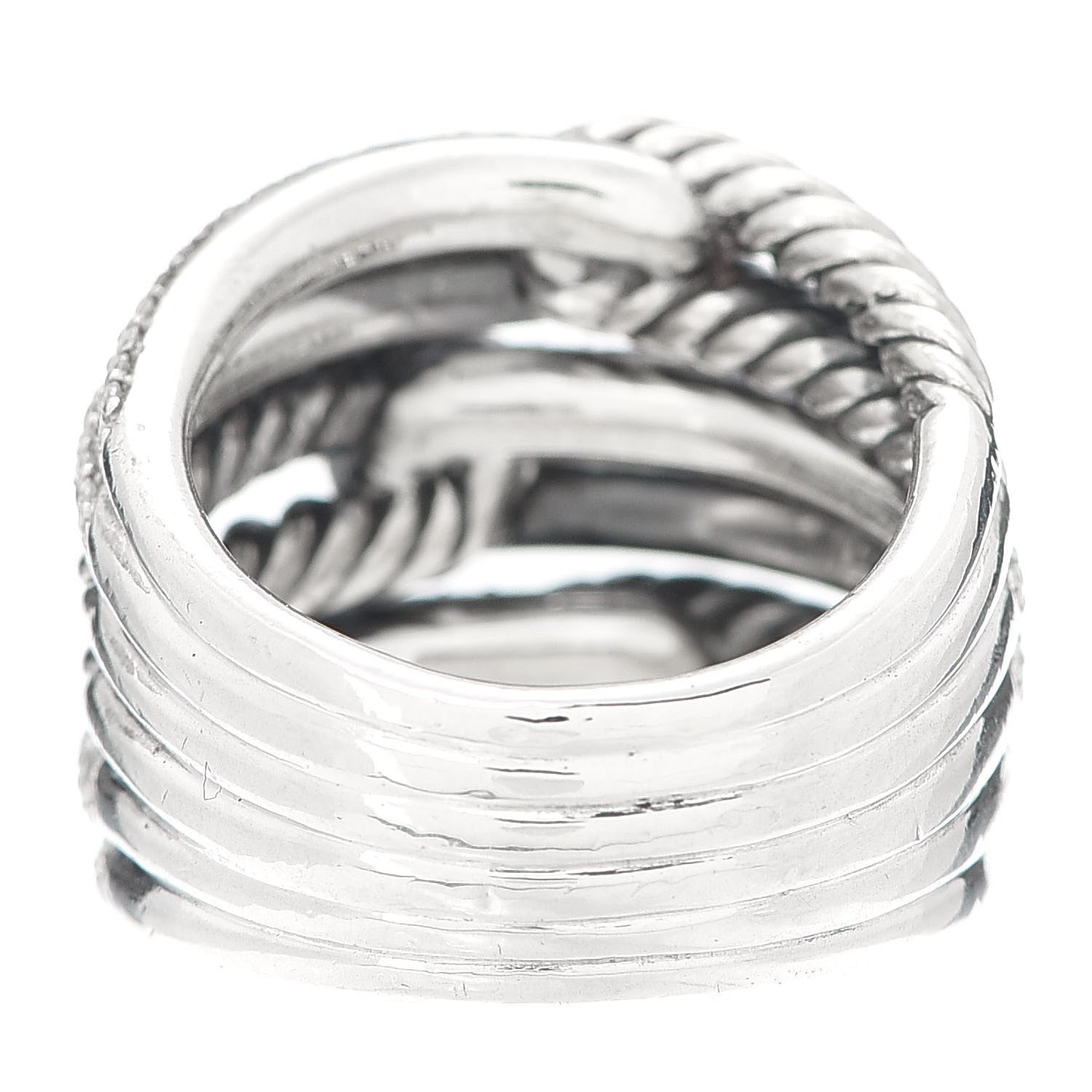 David Yurman Sterling Silver Diamond 19mm Labyrinth Triple Loop Ring 54 6.75 3 of 5