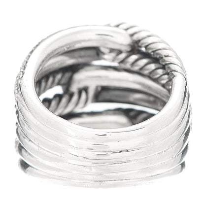 David Yurman Sterling Silver Diamond 19mm Labyrinth Triple Loop Ring 54 6.75 3 of 5