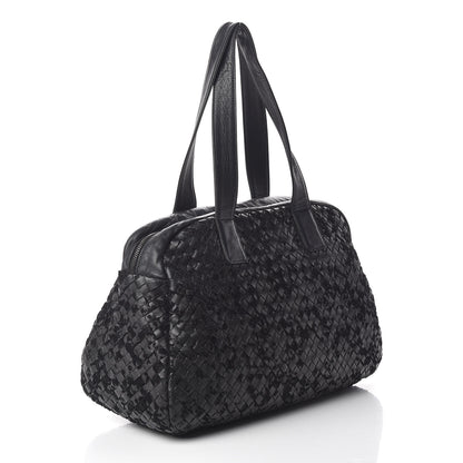 Bottega Veneta Nappa Intrecciato Velvet Embellished Top Handle Bag Black 3 of 13