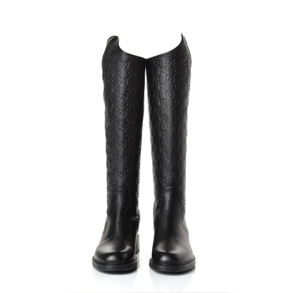 Gucci Guccissima Calfskin Miro Soft Knee High Riding Boots 36 Black 3 of 8