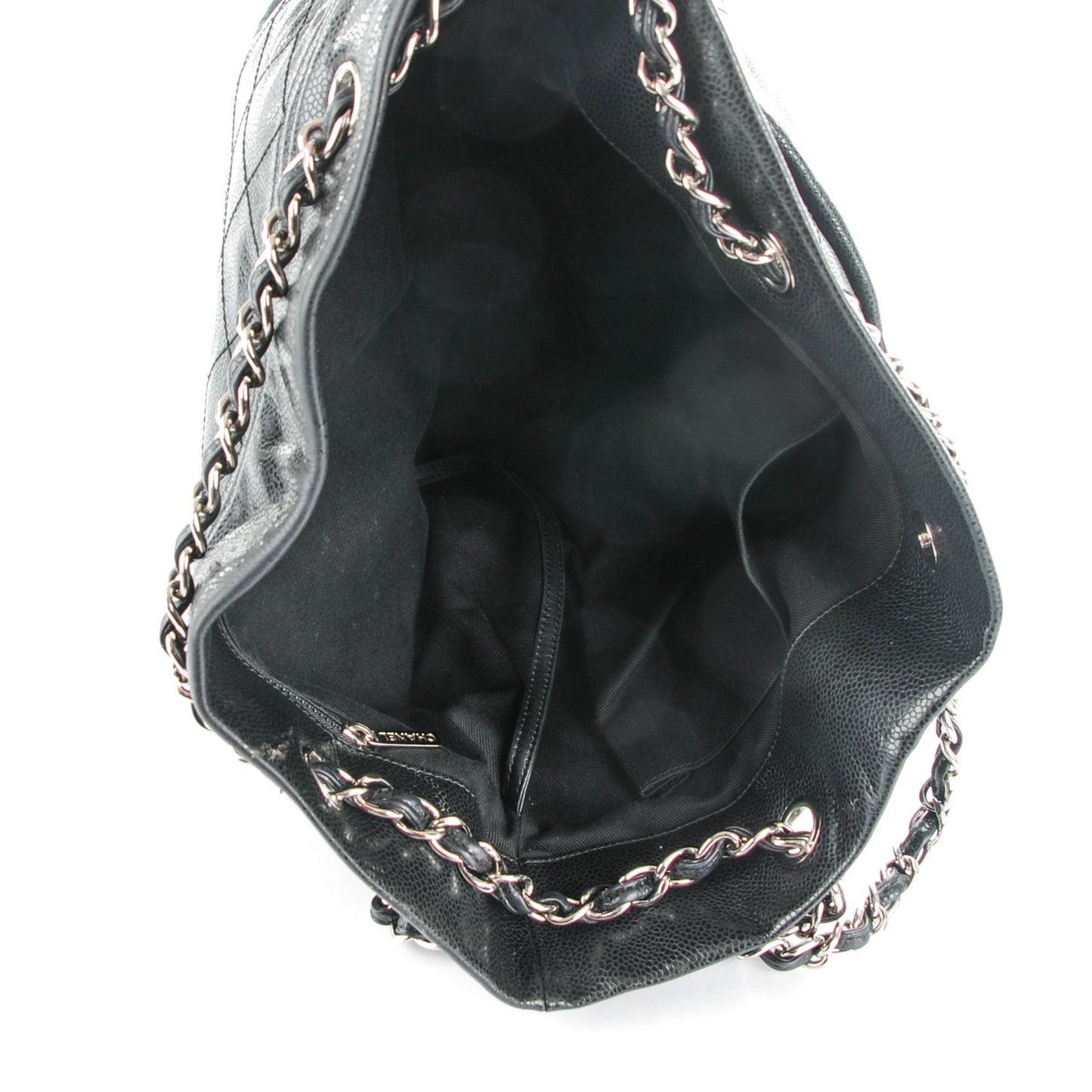 Soft Caviar Large Timeless CC Shopping Tote Black