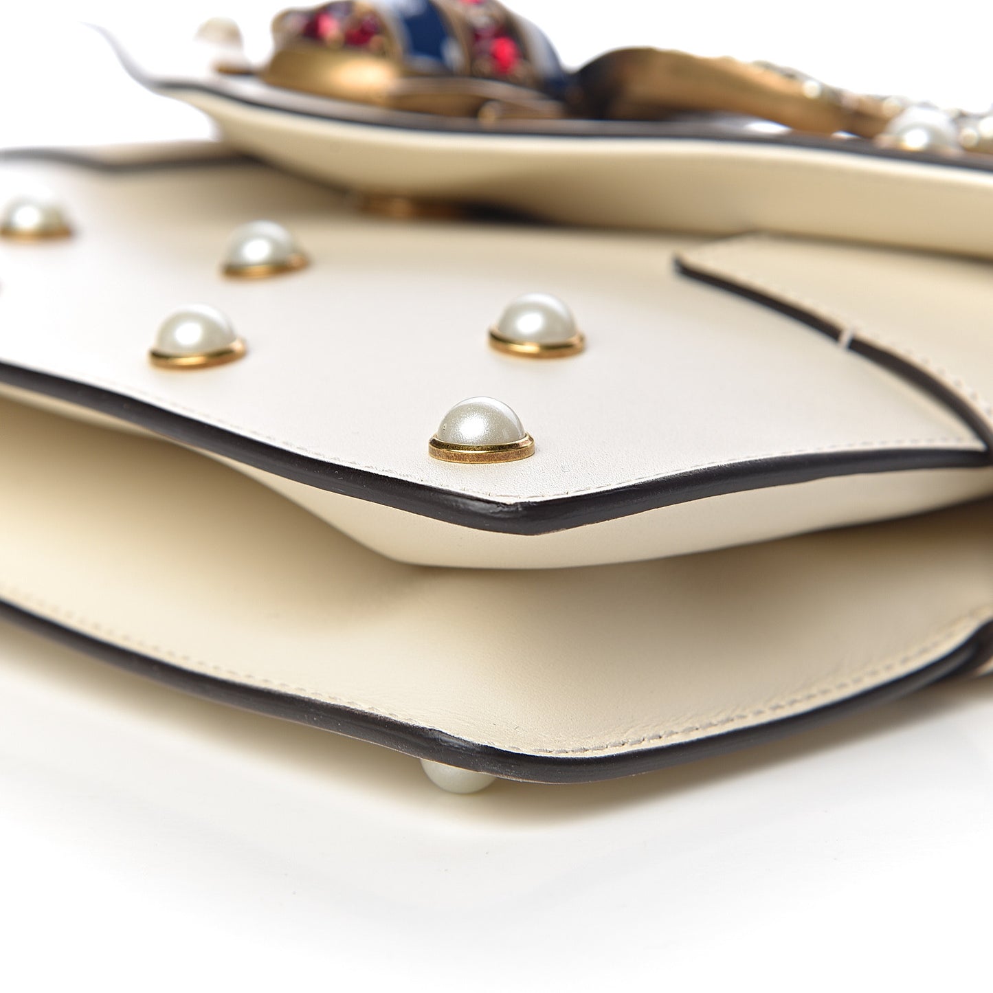 Nappa Pearl Studded Mini Queen Margaret Broadway Shoulder Bag Mystic White