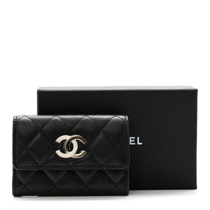 Chanel Caviar Quilted Crystal CC Flap Card Holder Black 9 of 9