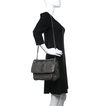 Saint Laurent Crinkled Calfskin Matelasse Monogram Medium Niki Chain Satchel Asphalt 2 of 9