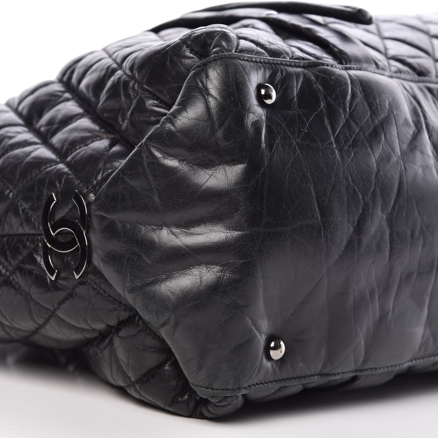 Aged Calfskin Vintage Ligne XL Lady Braid Tote Black