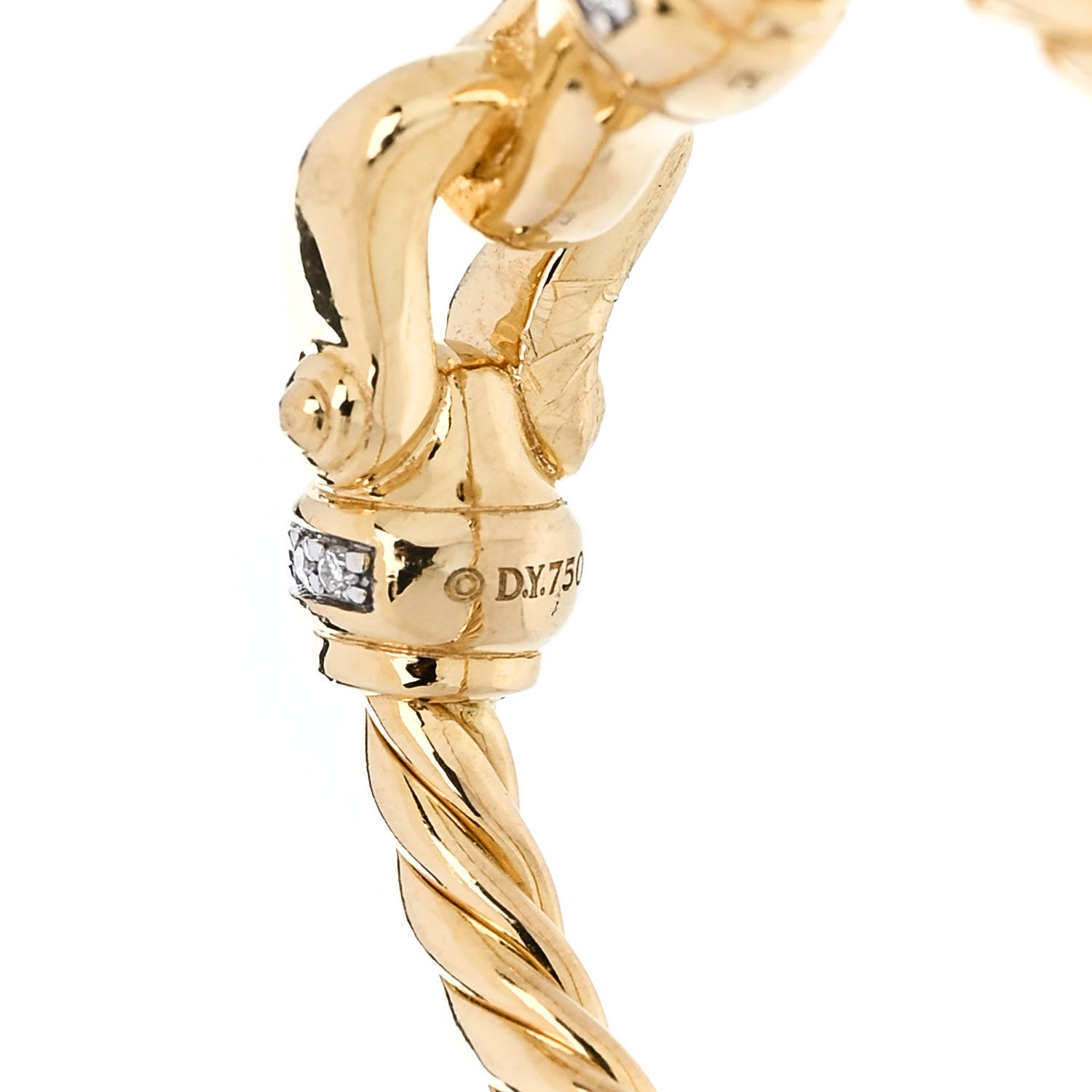 David Yurman 18K Yellow Gold Diamond Petite Buckle Cable Ring 53 6.5 4 of 5