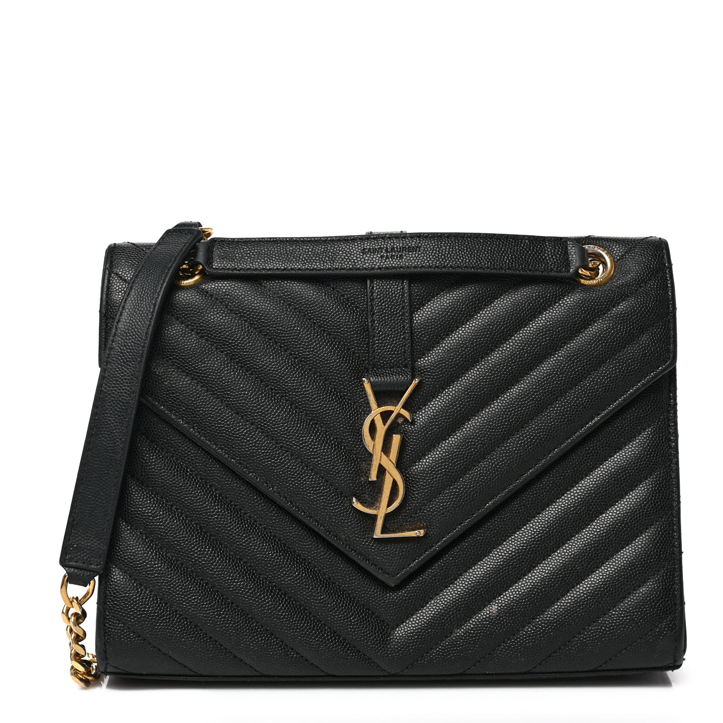 Grain De Poudre Matelasse Chevron Medium Monogram Satchel Black