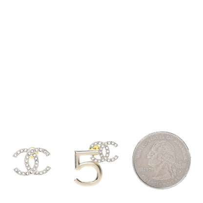 Chanel Crystal CC No 5 Earrings Gold 2 of 5