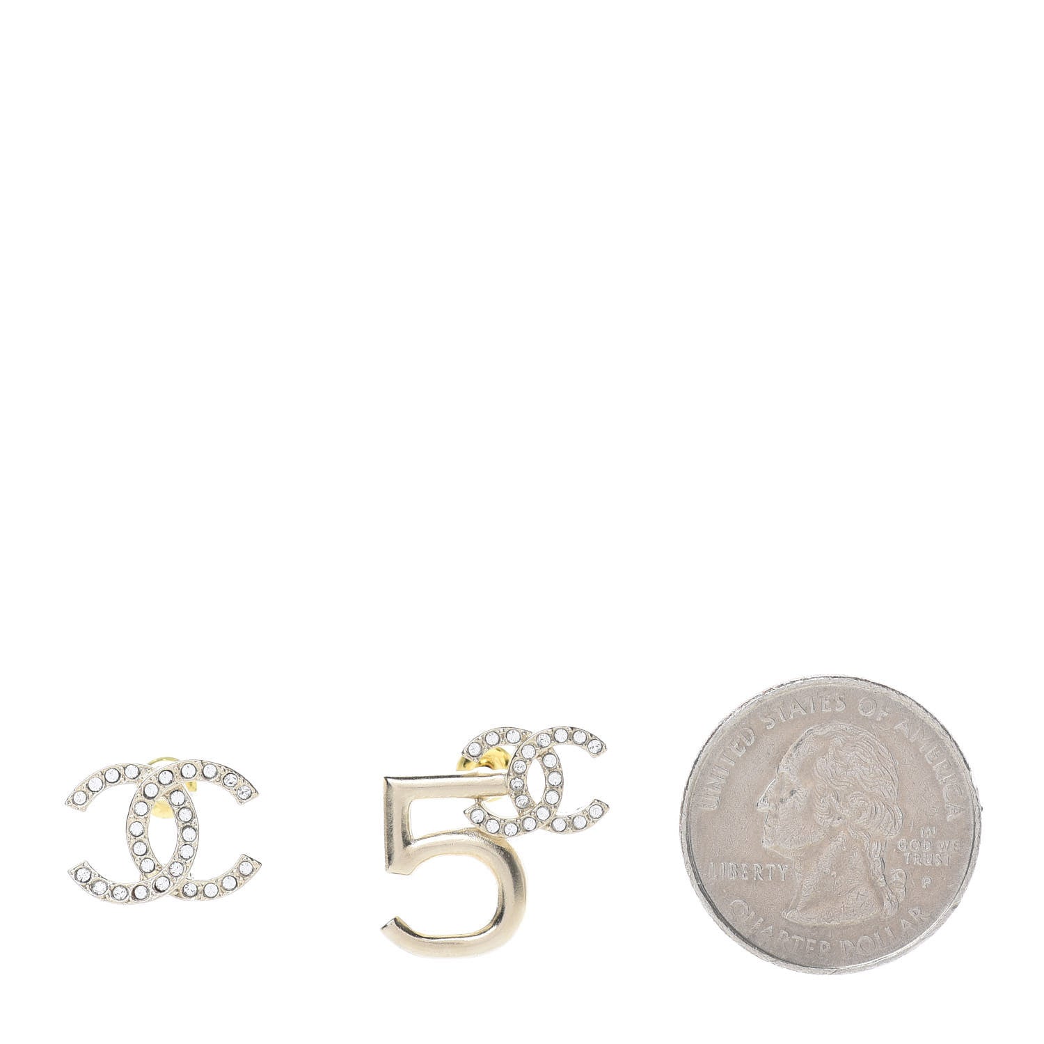 Chanel Crystal CC No 5 Earrings Gold 2 of 5