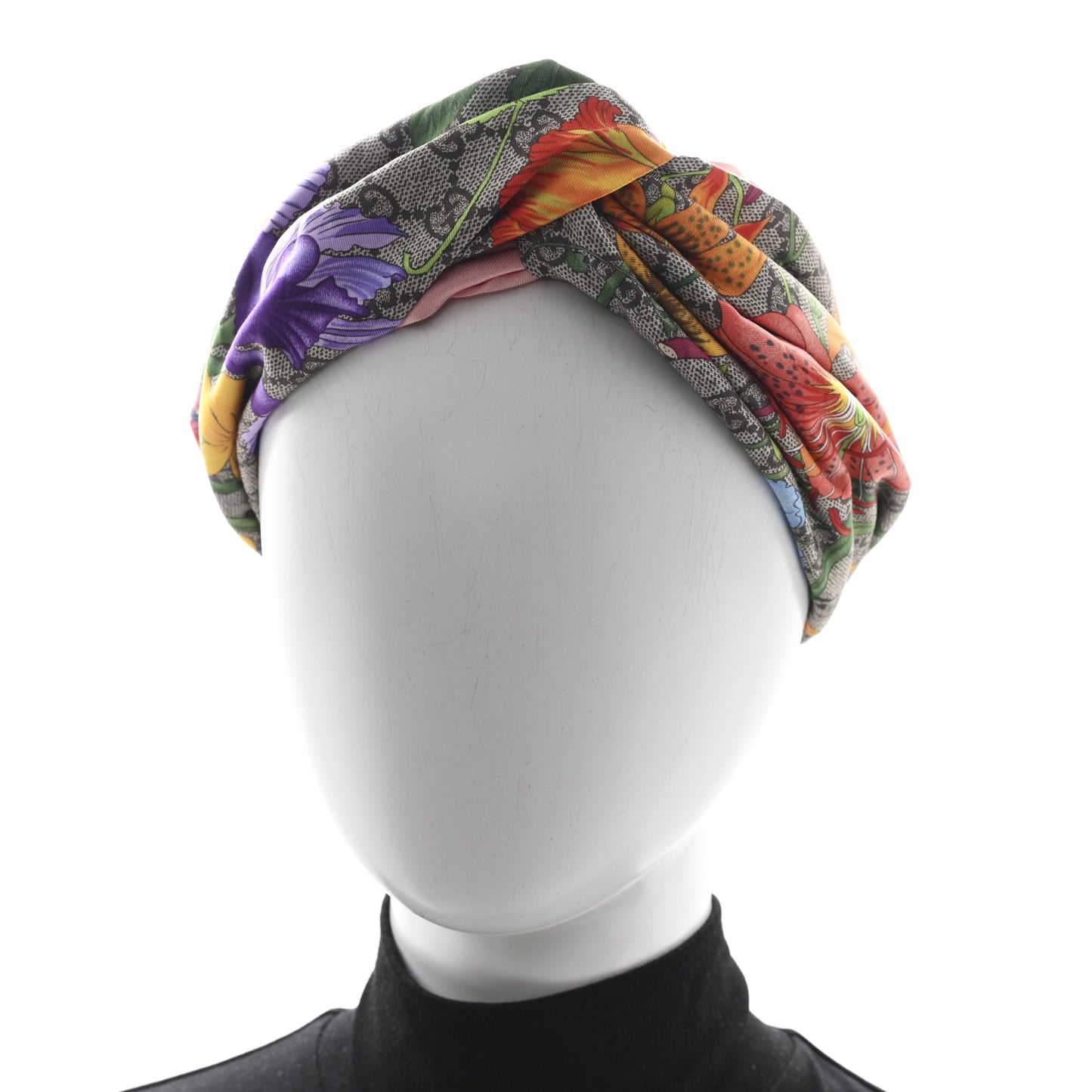 Silk Monogram Flora Print Headband M Pink
