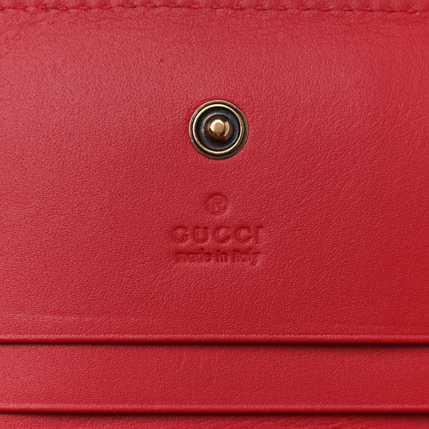GG Supreme Monogram Cherry Embellished Card Case Wallet Hibiscus Red