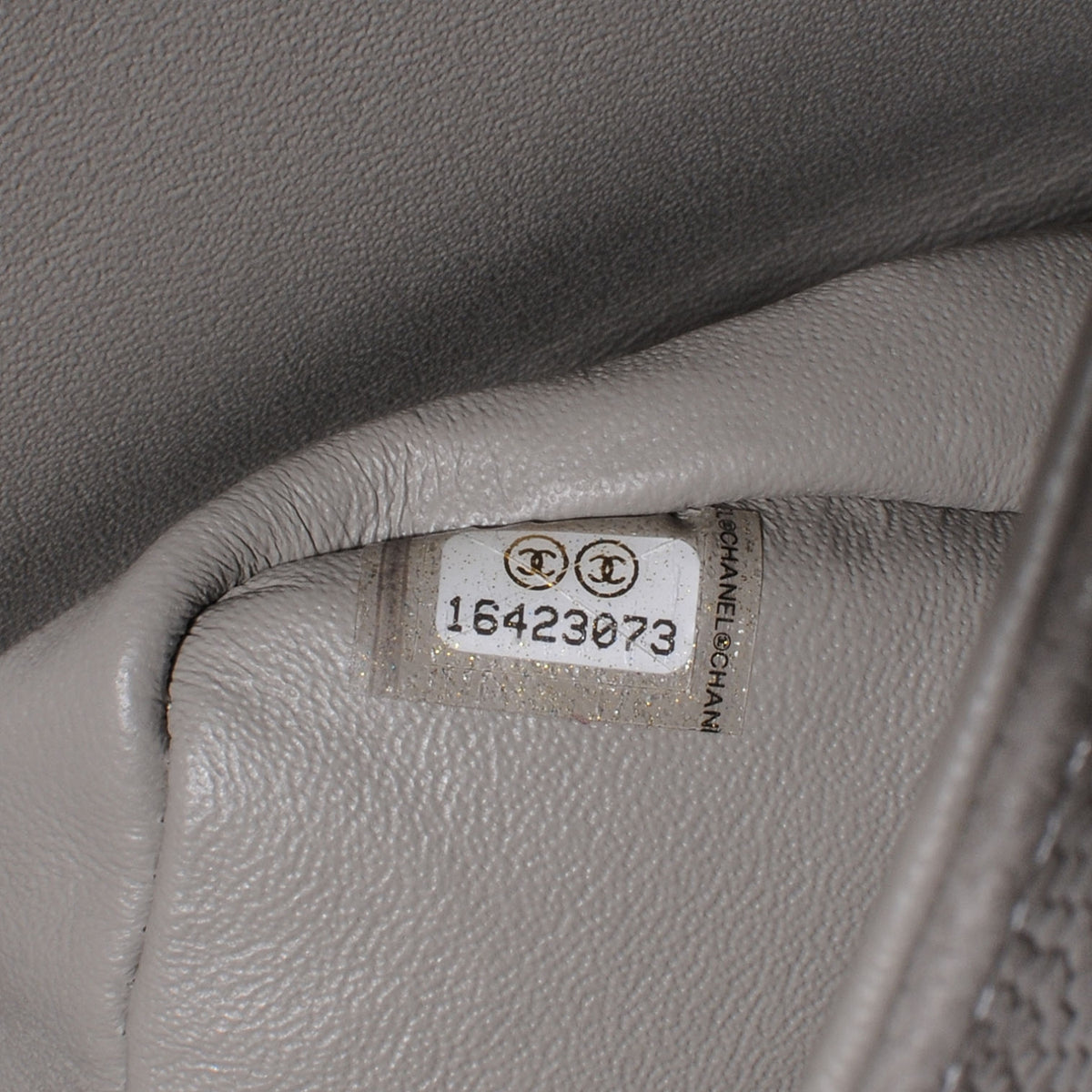 Iridescent Caviar Jumbo Double Flap Grey