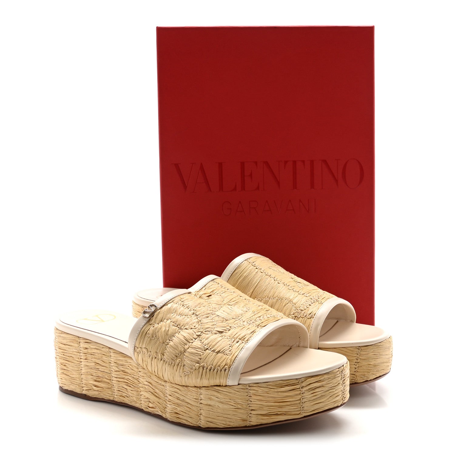 Valentino Garavani Woven Straw Flatform 25/45mm Slide Sandals 39.5 Light Ivory 10 of 10