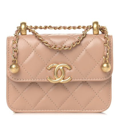 Chanel Calfskin Quilted Perfect Fit Coin Purse With Chain Beige 1 of 10