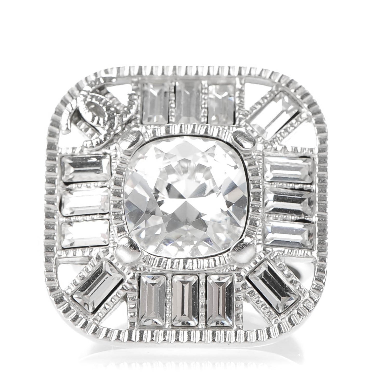 Crystal Baguette CC Ring 6.5 Silver