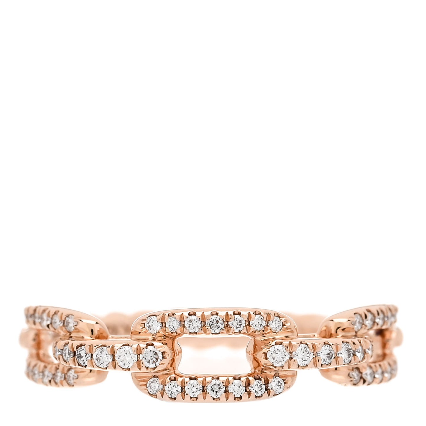 18K Rose Gold Diamond 4.5mm Stax Single Row Chain Link Ring 51 5.75