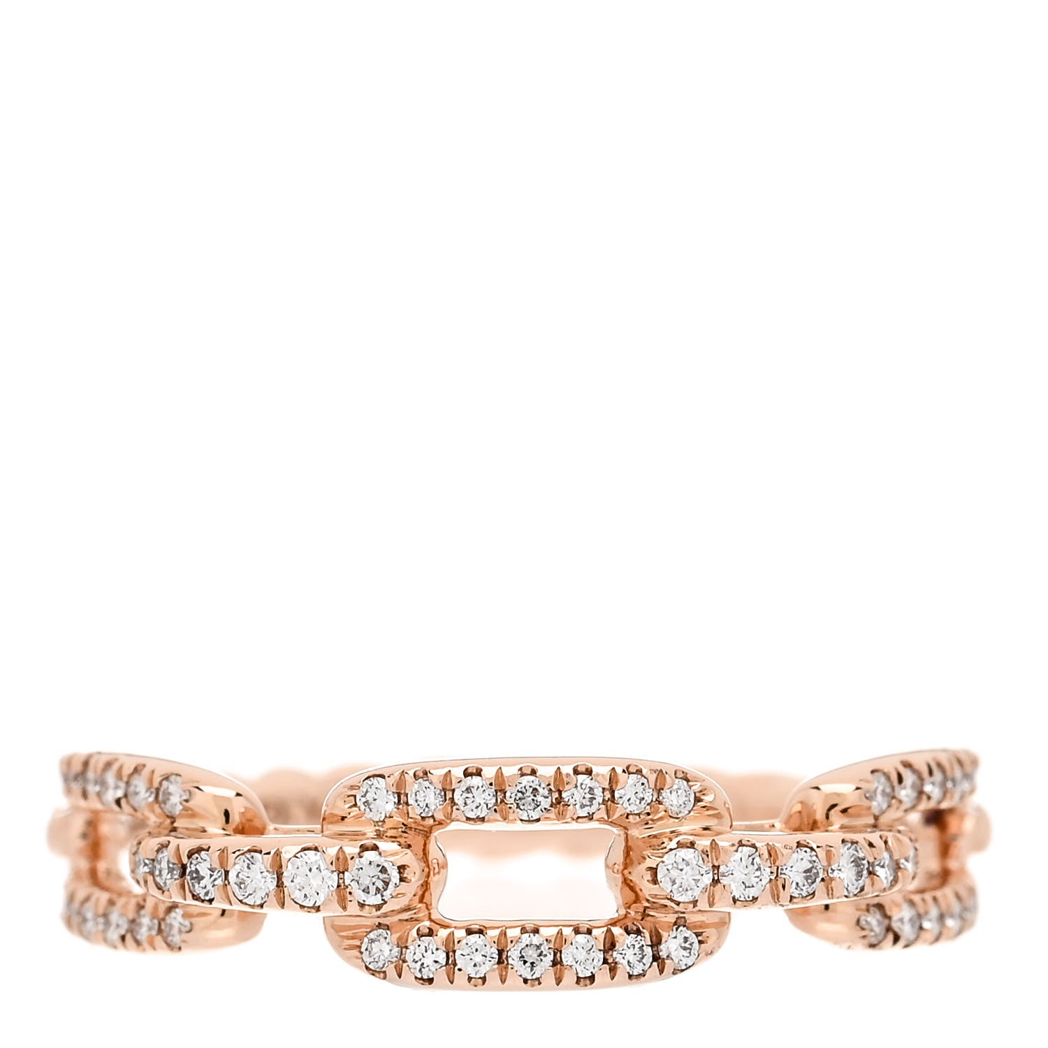 David Yurman 18K Rose Gold Diamond 4.5mm Stax Single Row Chain Link Ring 51 5.75 1 of 4