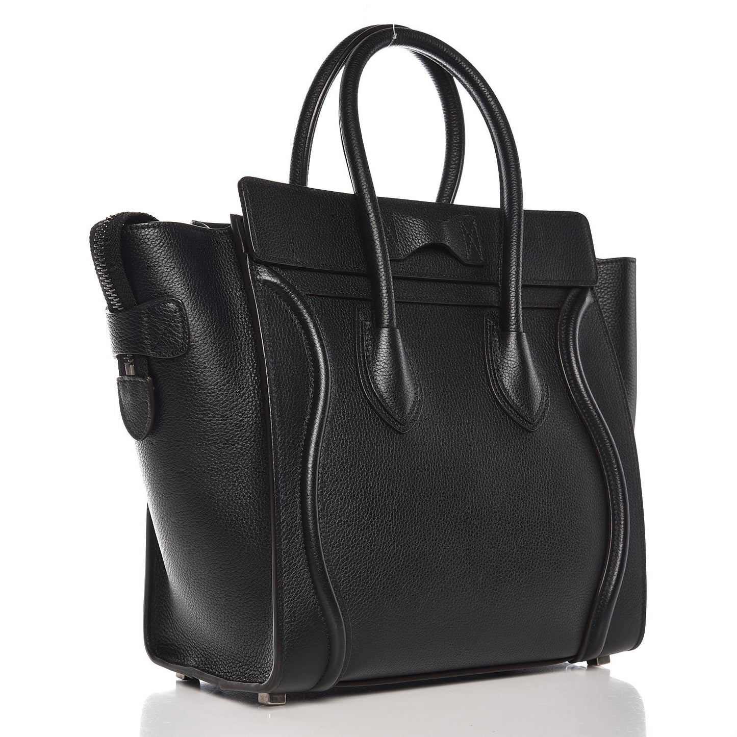 Drummed Calfskin Micro Luggage Black