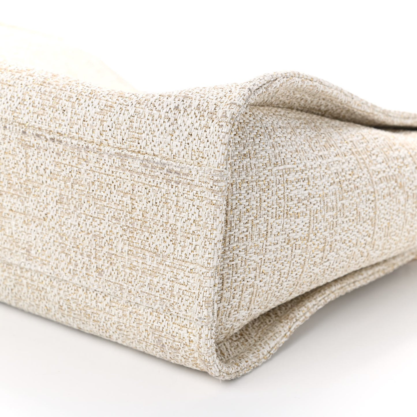 Lurex Boucle Small Deauville Tote Ivory