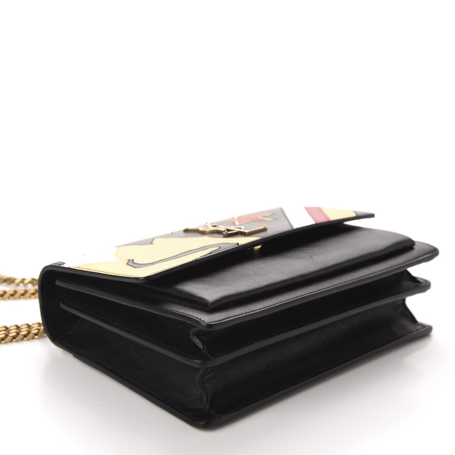 Saint Laurent Grained Calfskin Rock Star Patchwork Medium Monogram Sunset Black 4 of 12