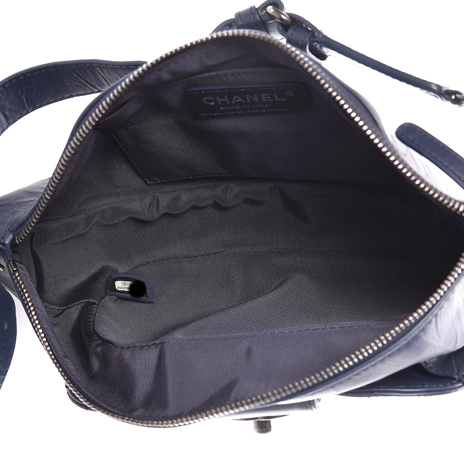 Chanel Crumpled Calfskin Quilted Casual Rock Waist Bag Fanny Pack Blue 5 of 12
